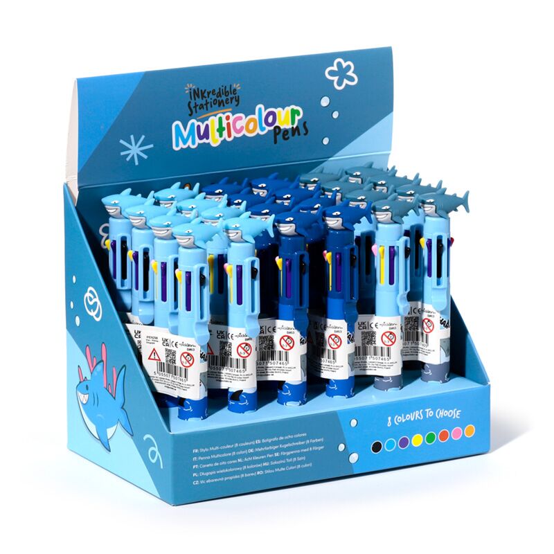Shark flerfarvet pen (8 farver)