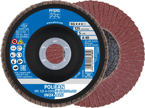 Pferd lamellenschijf 125mm a60 inox alu | 10 stuk stuks