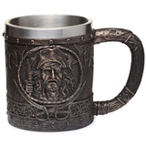 Decorative brushed gold wood-effect pirate beer mug