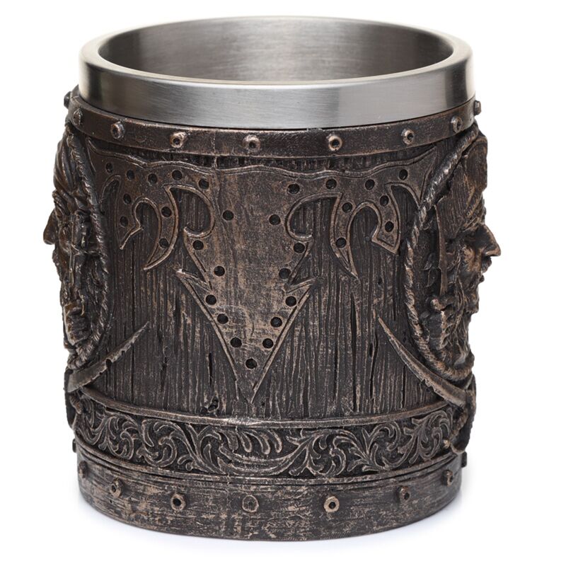 Decorative brushed gold wood-effect pirate beer mug