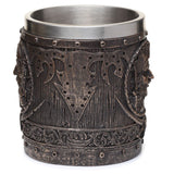 Decorative brushed gold wood-effect pirate beer mug
