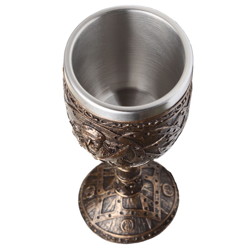 Decorative brushed gold wood-effect pirate drinking cup