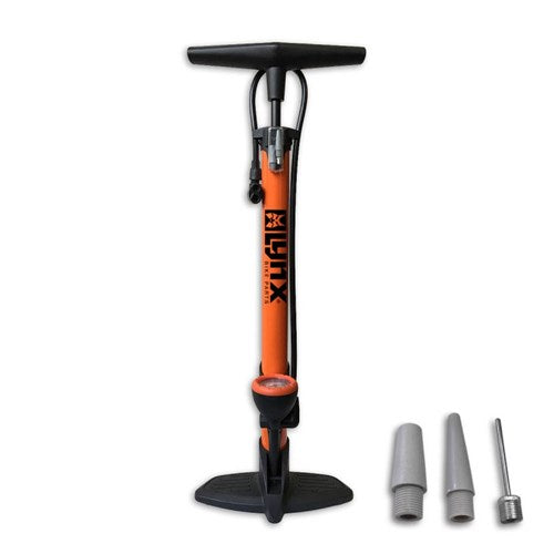 Bicycle pump with manometer 6 bar orange