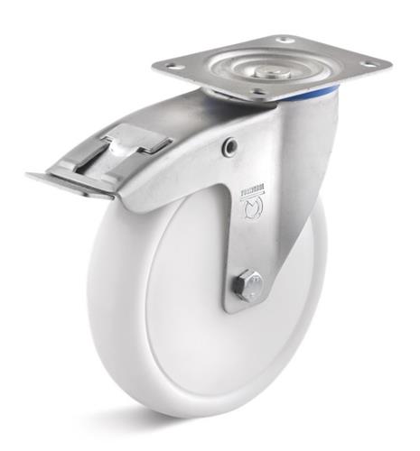 Torwegge zwenkwiel m rem polypropyleen ø80 kunststof