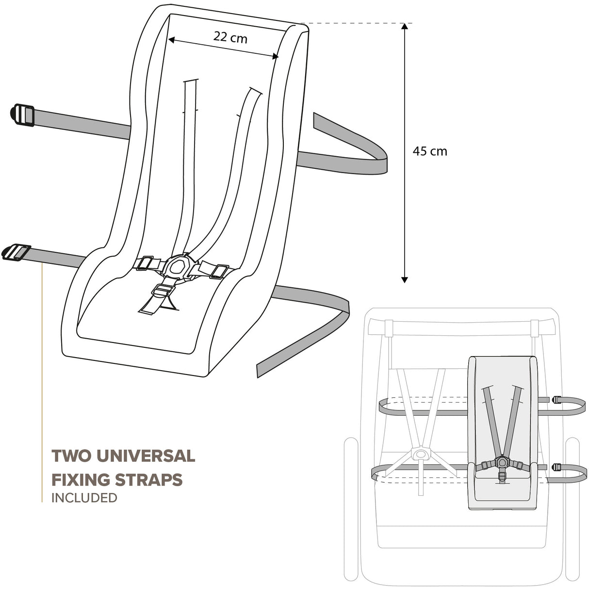 Polisport toddler seat mini pelican 3-point mesh black