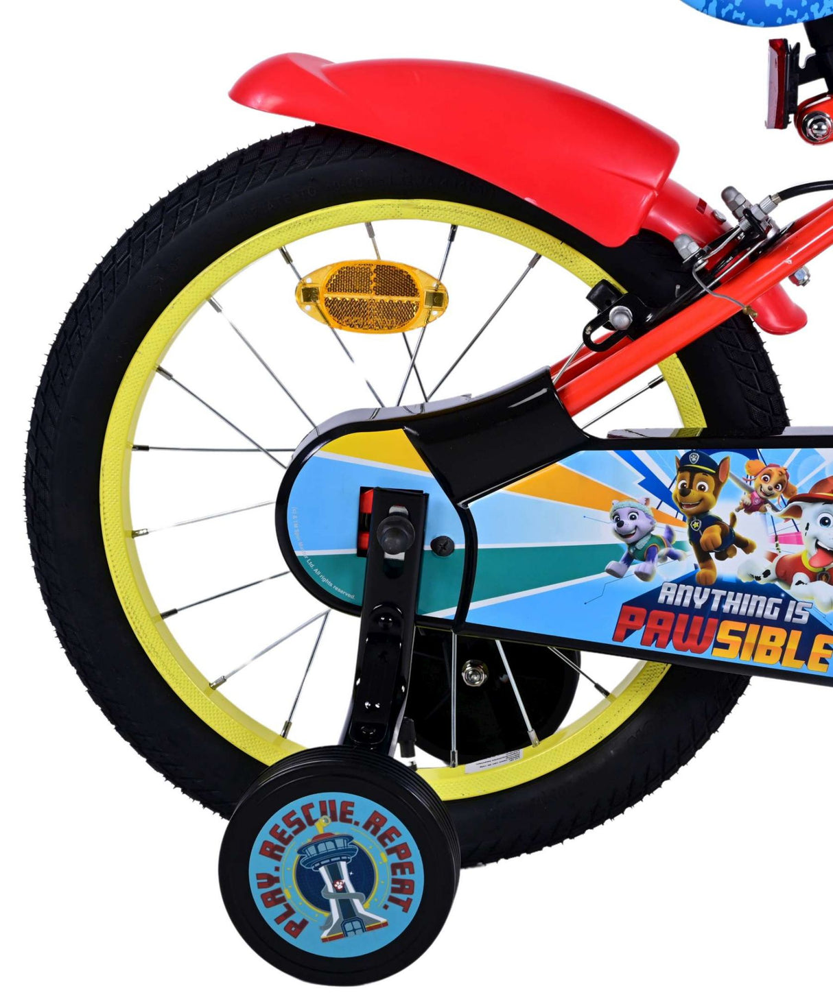Paw patrul d'Kanner Vëlo Jongen 16 Zoll rout zwee Handbremsen