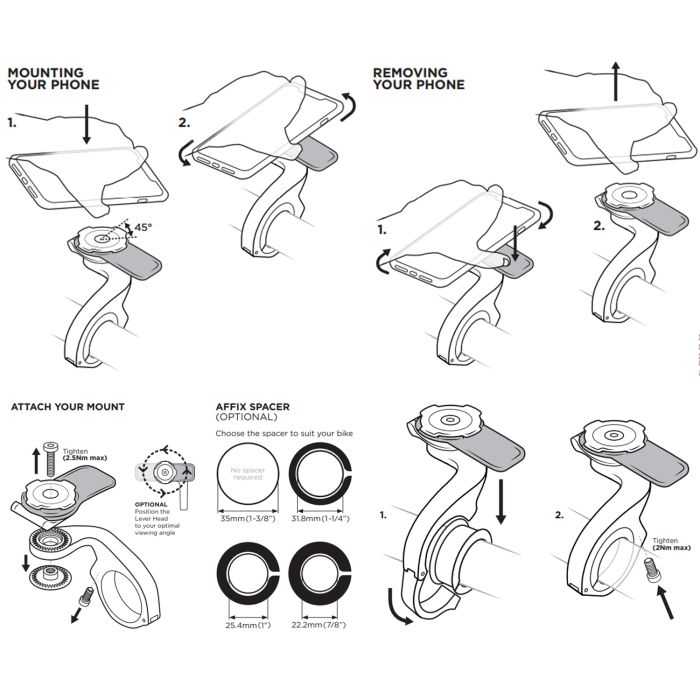 Quad lock out front mount