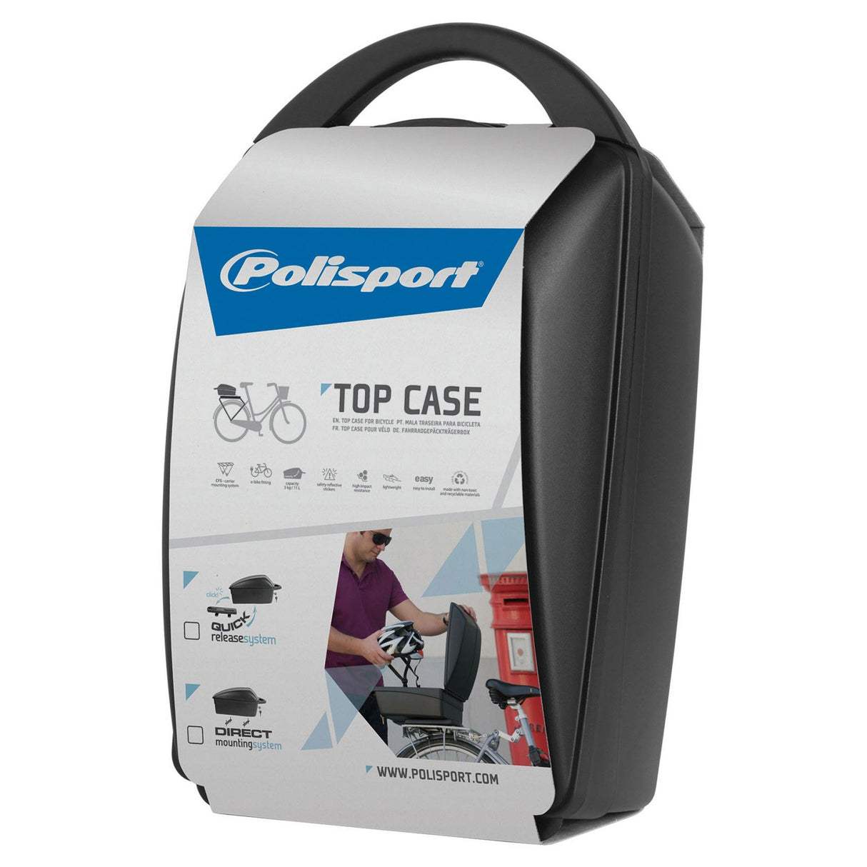 Top Case PoliSport Luxury - črna (pritrjena pritrditev na nosilca)