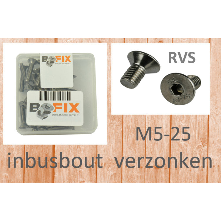 Bofix Allenbout M5x25 stainless steel sunken head (25th)