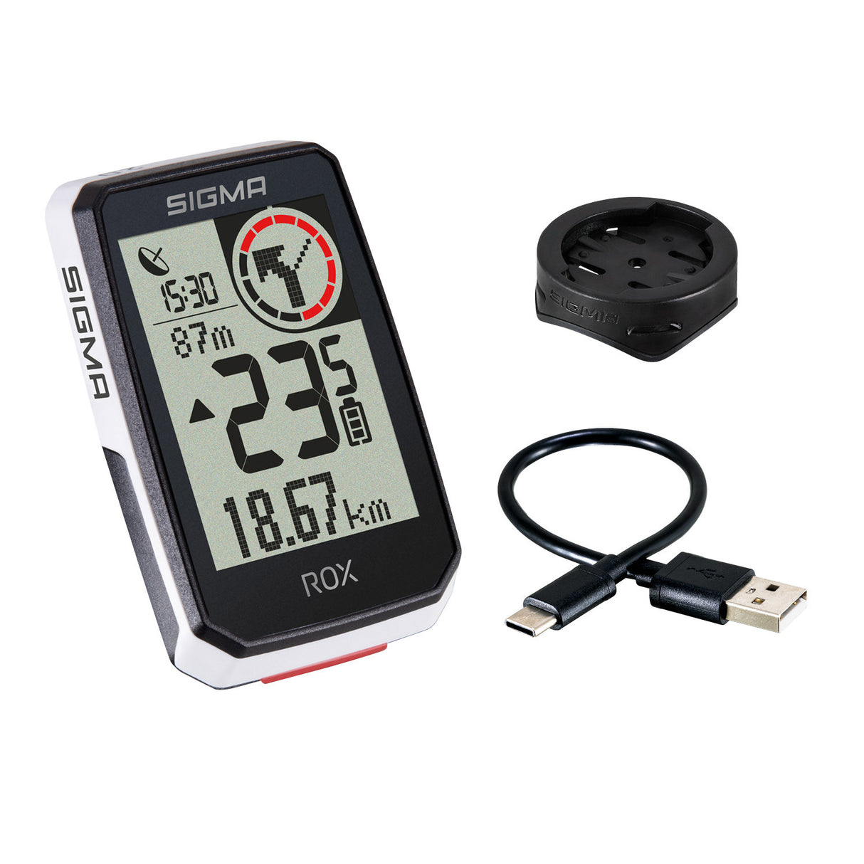 SIGMA ROX 2.0 GPS SW WHITE STANDARDNI KABER KANAL + USB-C polnilni kabel