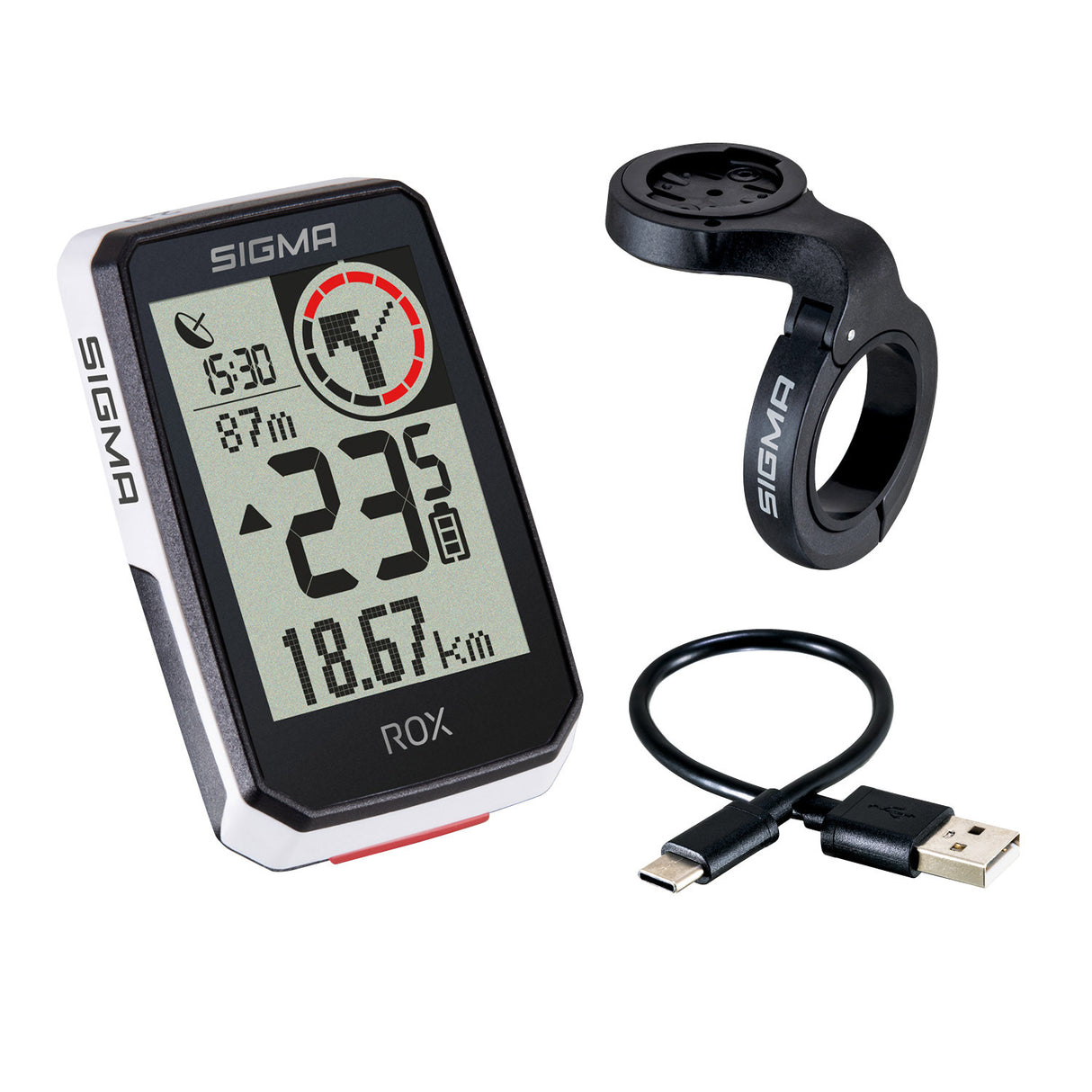 Sigma Rox 2.0 GPS SW White Overclamp Krmilnik + USB-C polnilni kabel
