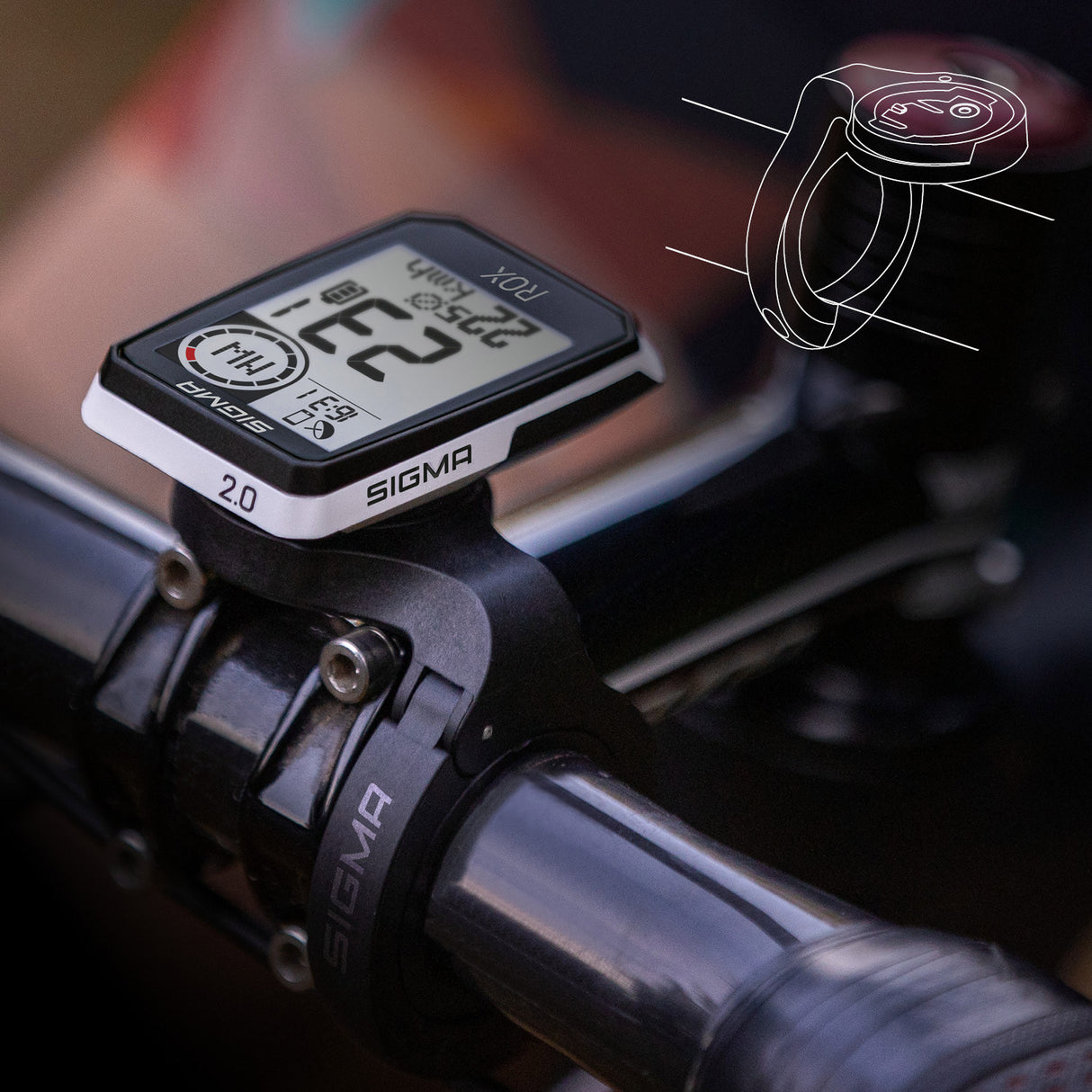 Sigma Rox 2.0 GPS SW White Overclamp Krmilnik + USB-C polnilni kabel