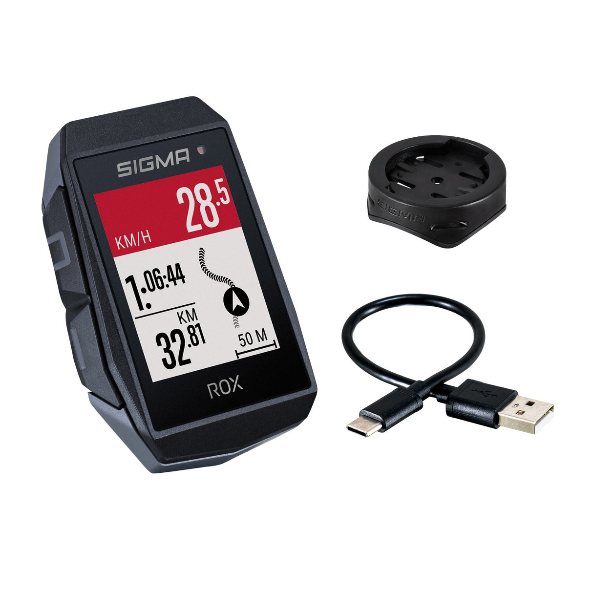 Sigma Rox 11.1 Evo GPS SW SW SWO STAND JEDNODUCHÉHO HALLER + USB-C nabíjecí kabel