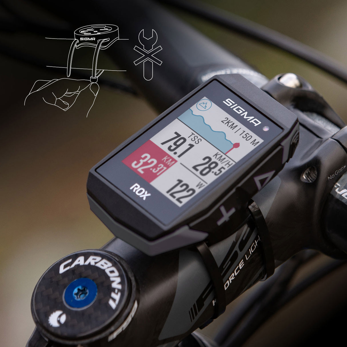 Sigma Rox 11.1 Evo GPS SW SW SWO STAND JEDNODUCHÉHO HALLER + USB-C nabíjecí kabel