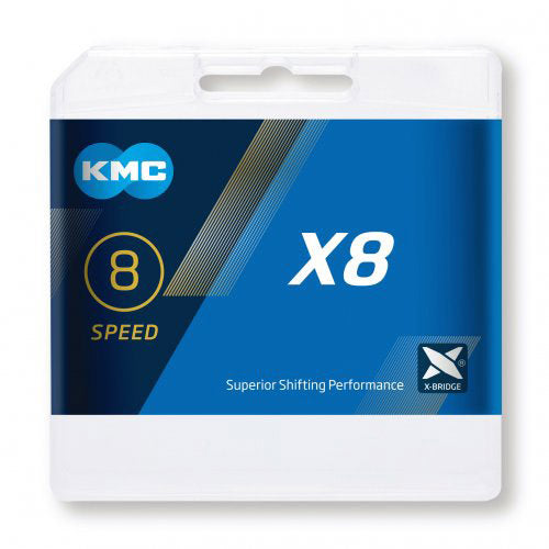 KMC řetězec kol X8 1 2x3 - 114 Odkazy - stříbro
