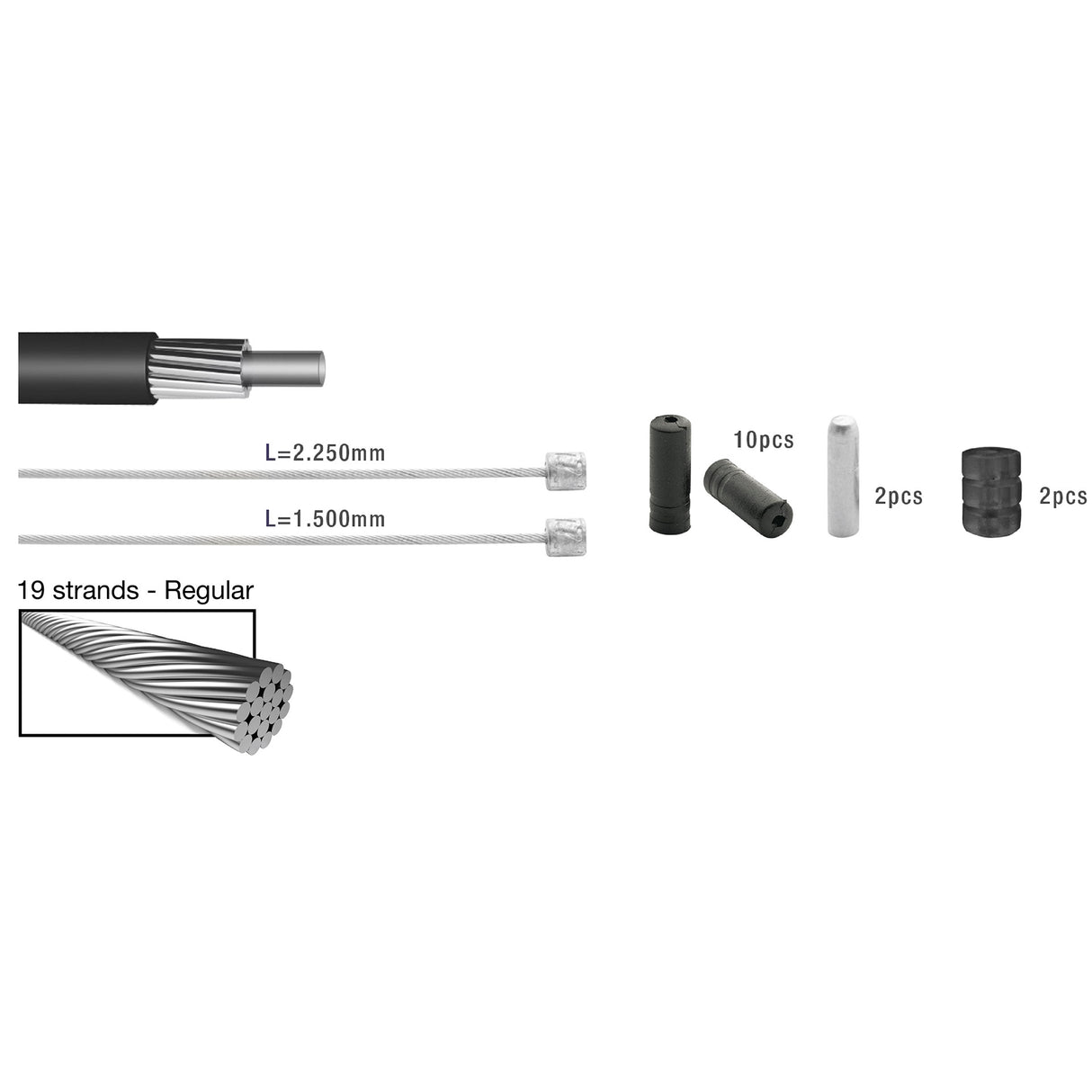 Gear cable set Universal 2015002 Black