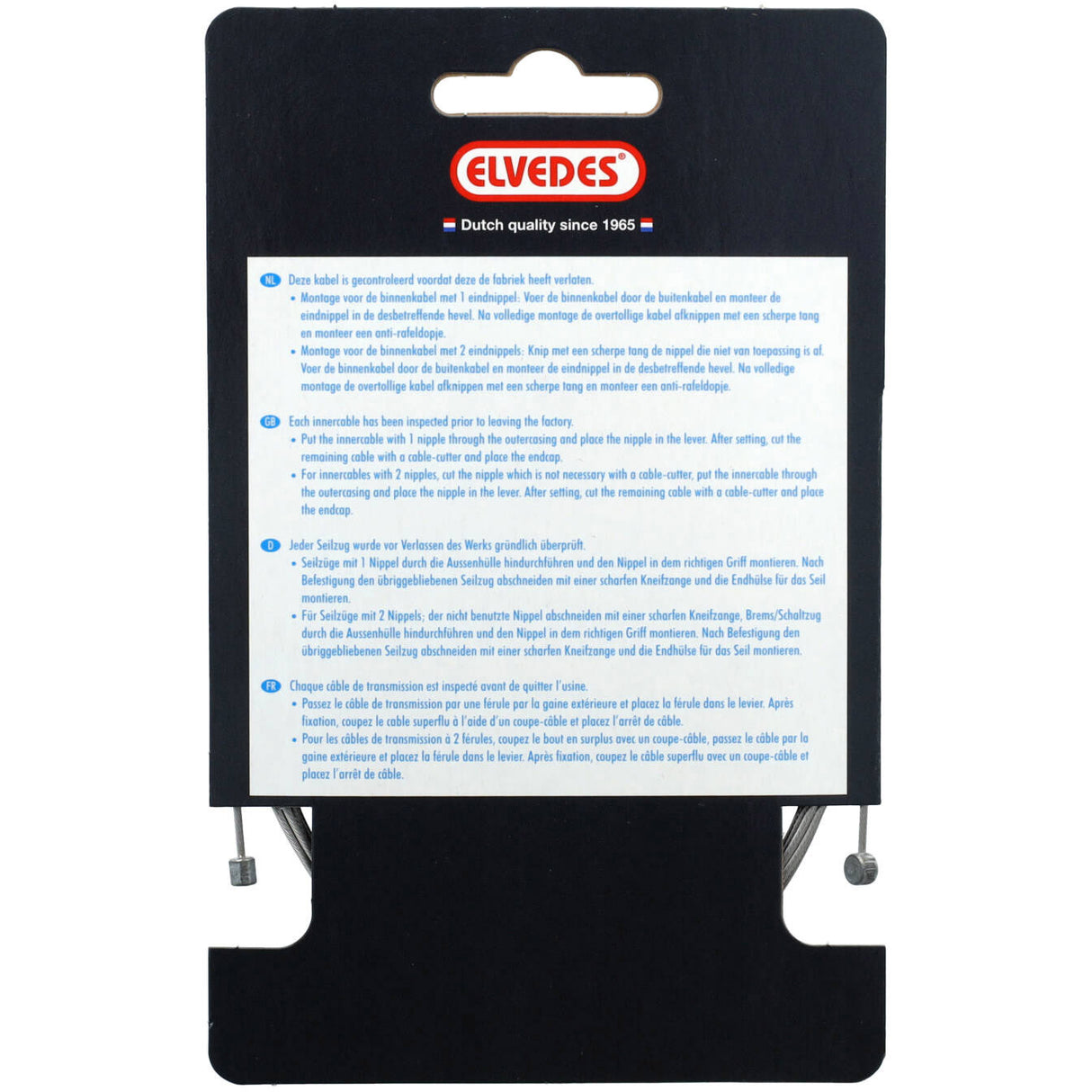 Elvedes Schakel Binnenkabel 2250mm rustfrit stål Ø1.25mm N T-Nippel