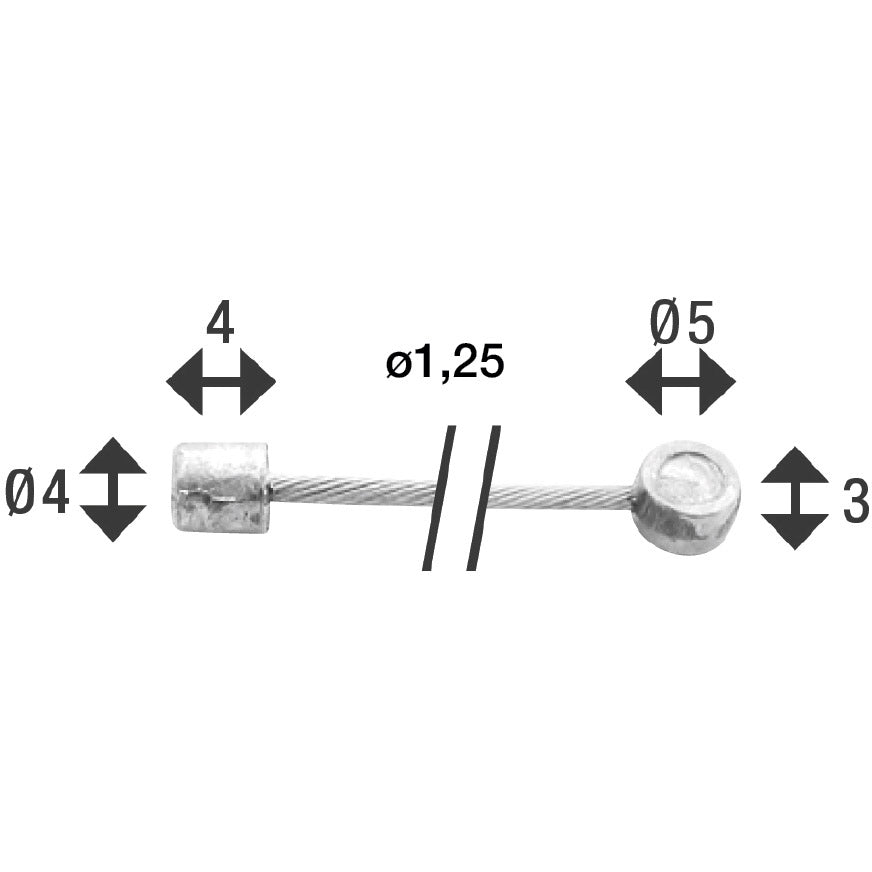 Elvedes Schakel Binnenkabel 2250mm rustfrit stål Ø1.25mm N T-Nippel