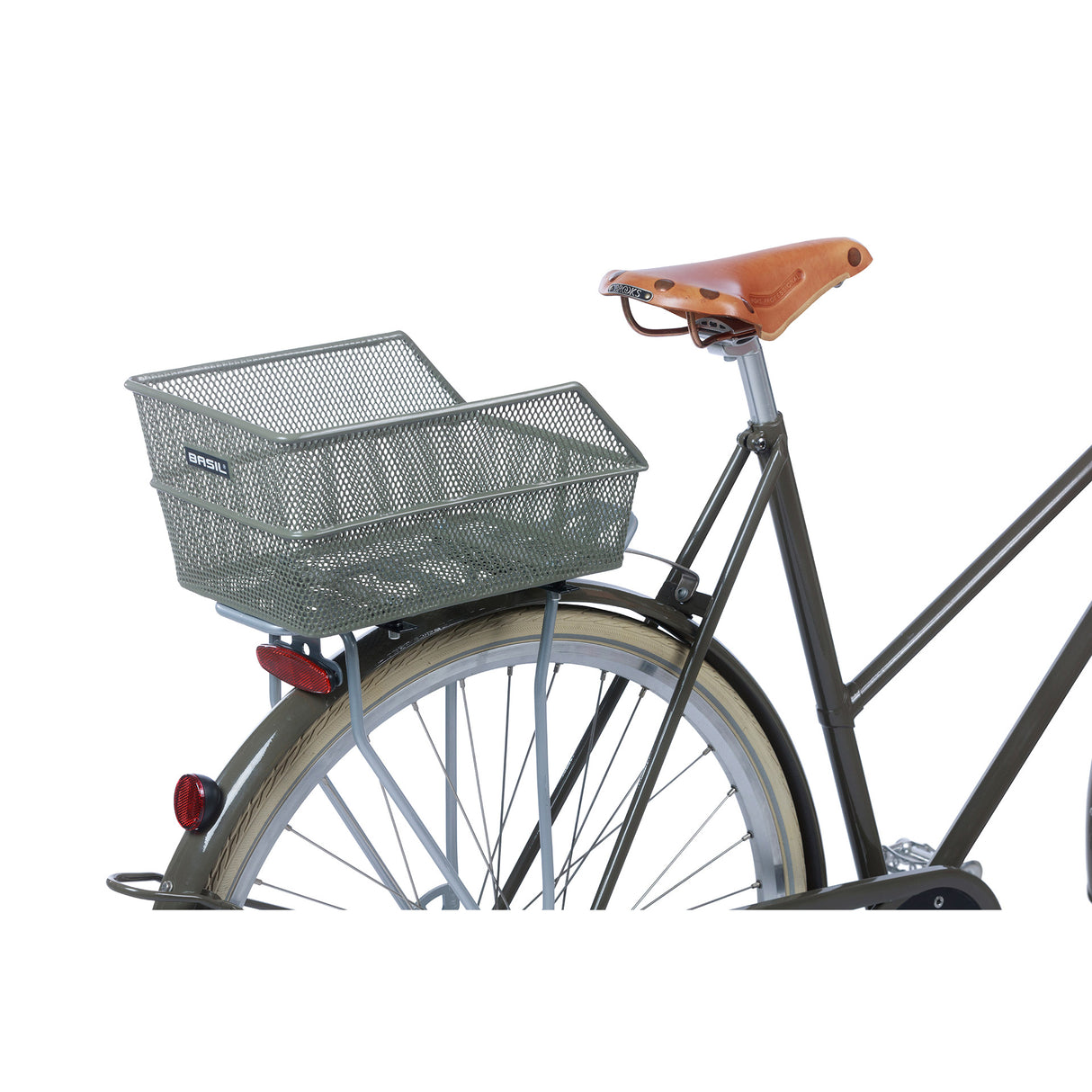 Basil Cento S - Bicycle basket - On the back - Olive Green
