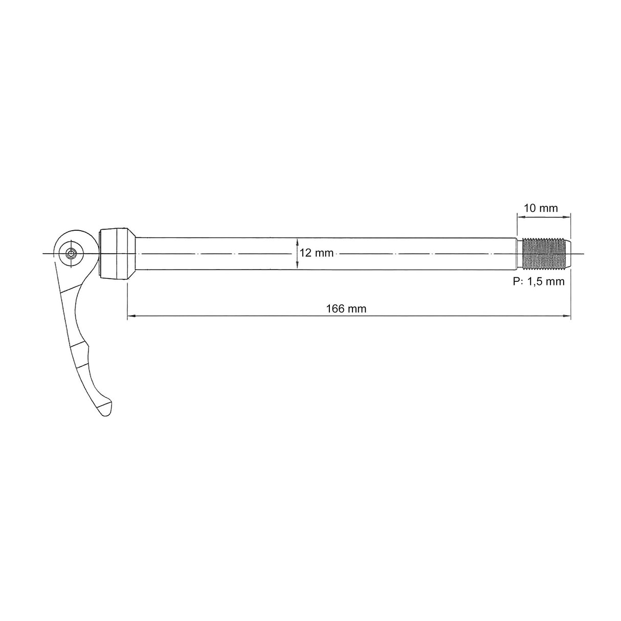 Novatec QR269R Seat axle Ø12mm 166mm with Quick Release