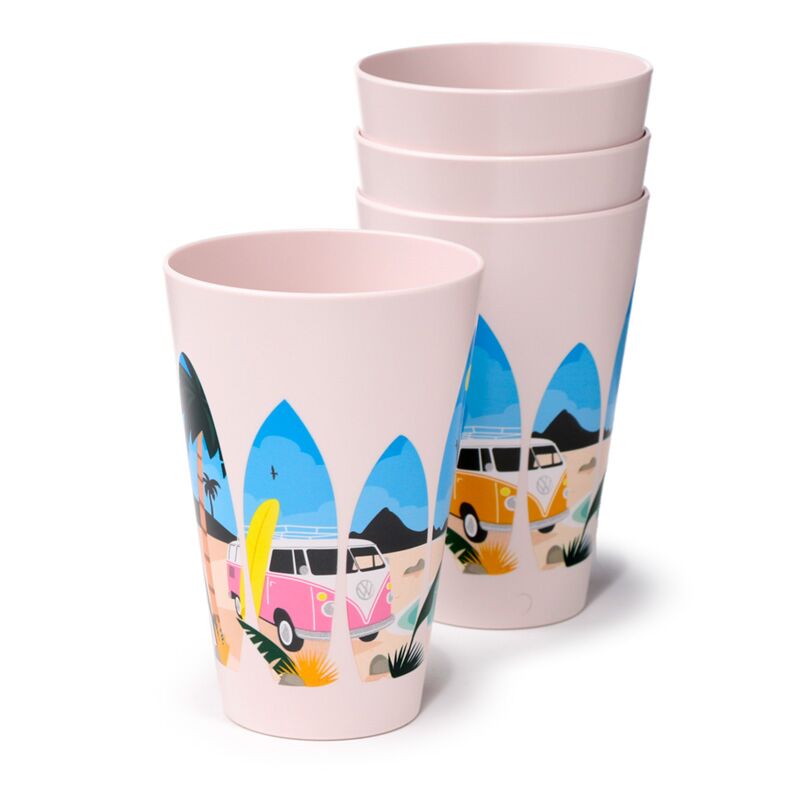 VW T1 Volkswagen Vanwellen setzen 4 ret no wäitem Picknick Cups 450ml