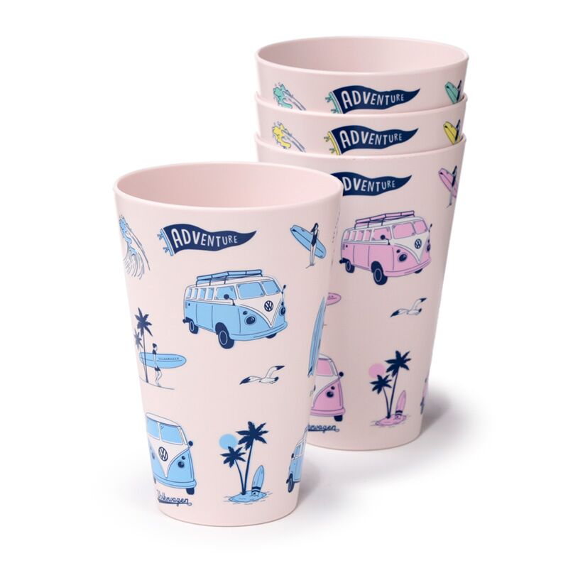 VW T1 Volkswagen Van Explore Set 4 ret no wäitem Picknick Cups 450ml