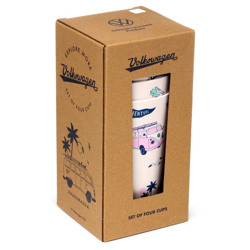 VW T1 Volkswagen Van Explore Set 4 ret no wäitem Picknick Cups 450ml