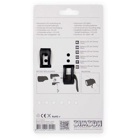 Simson Lighting Set Simmy incl. Batterie nere su carta