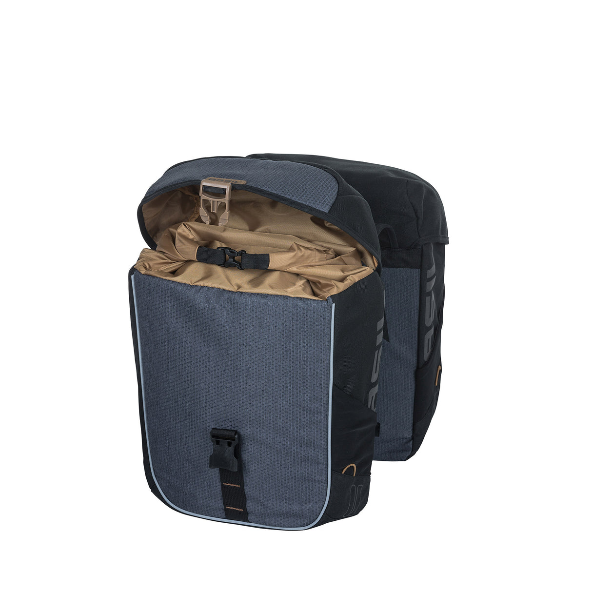 Basil Miles Double Bicycle Bag, Waterproof, Universal Bridge System, 34L, Black Anthracite