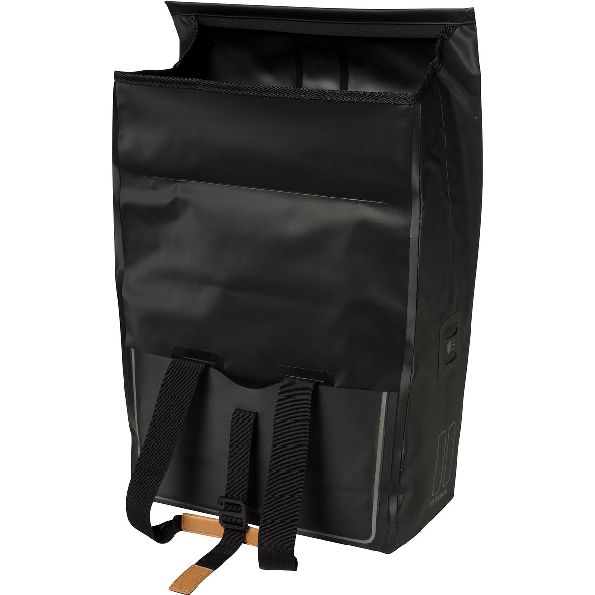 Basil Urban Dry Shopper - Waterproof bicycle shopper, Vegan Leather Details, adjustable closure, reflection, matte black