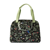 Basil Wanderlust Carry All Bag - Black bicycle handbag with colorful bird print