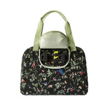 Basil Wanderlust Carry All Bag - Black bicycle handbag with colorful bird print