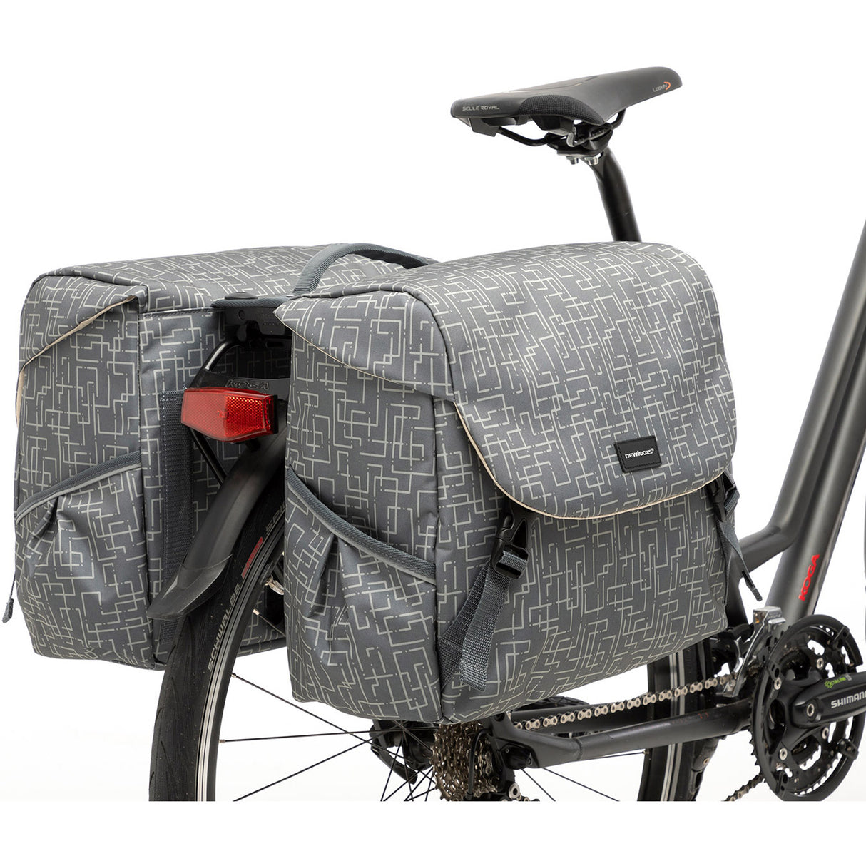 Mondi Joy Double Bicycle Bag - Racktime Snap -it - Vand -Repellent Polyester - 38L - Ivy Walnut