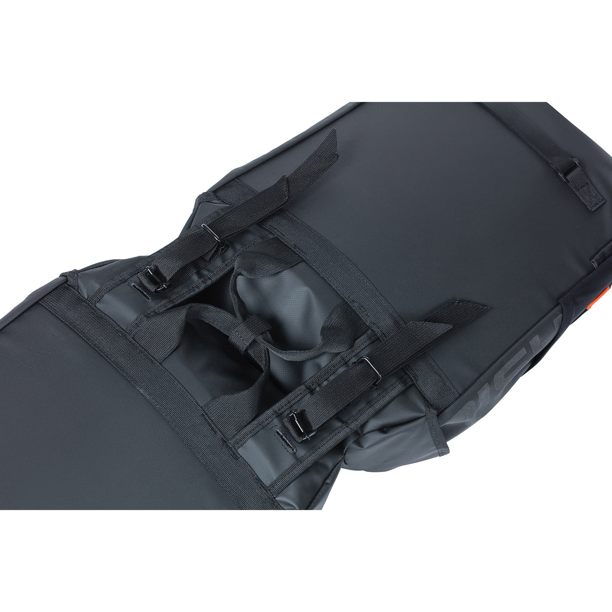 Bazsalikom mérföldes Tarpaulin - dupla kerékpár táska, vízálló, 34L, fekete narancs