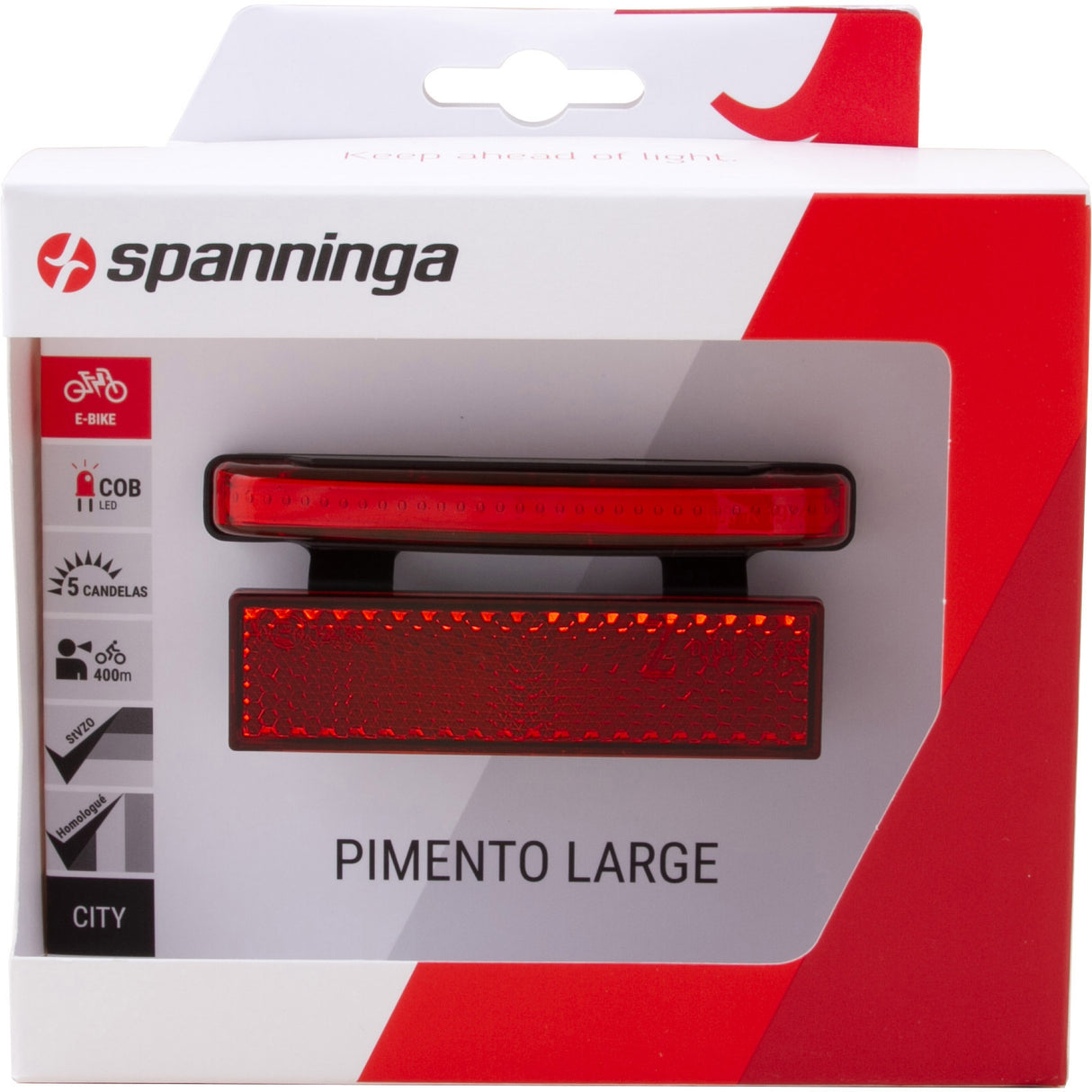 Spanninga hátsó lámpa pimento nagy xe e-bike 6-48v 80 mm