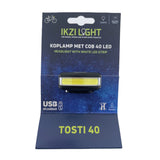 Koplamp ikzilight tosti 40 cob led, usb-oplaadbaar