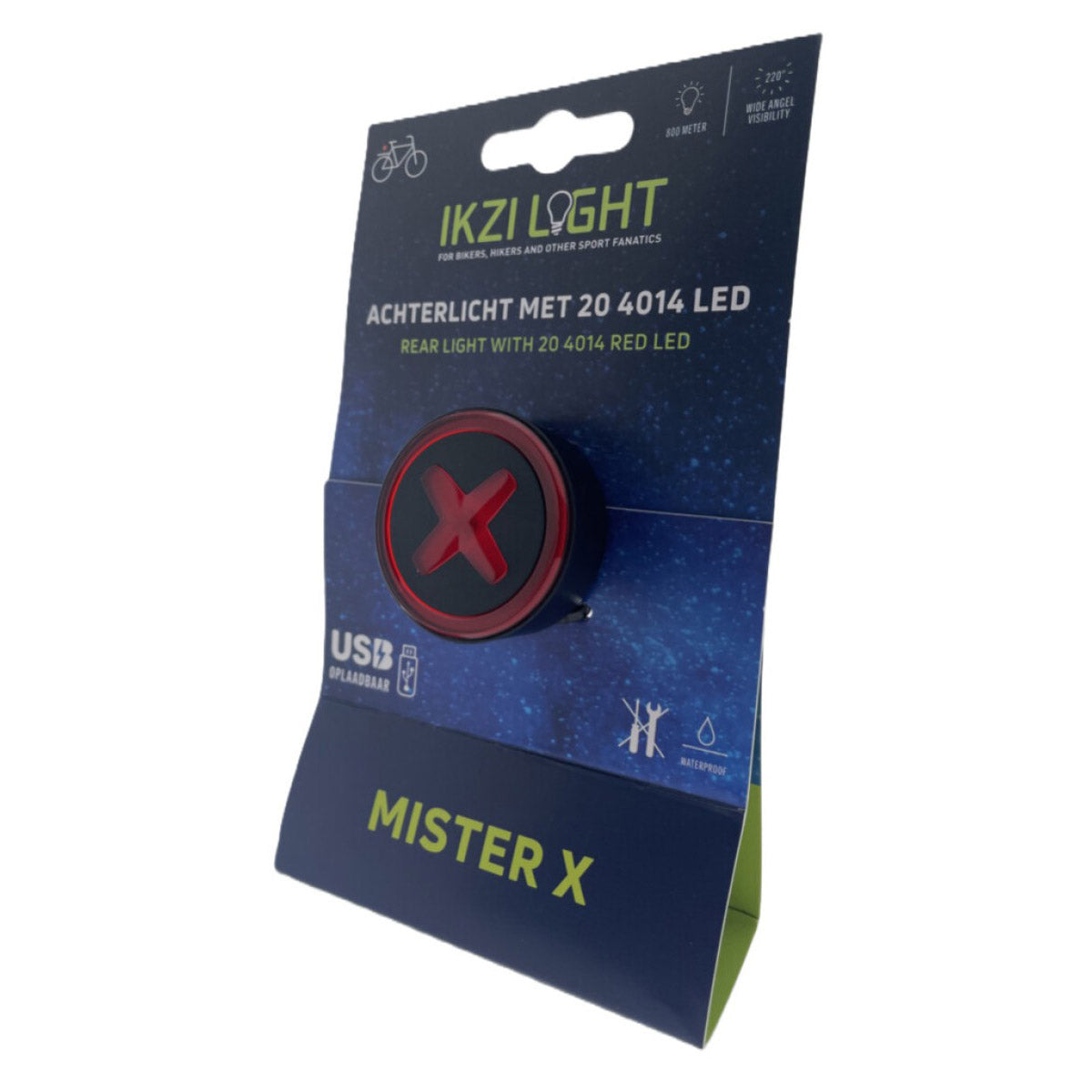 Ikzilight rear light MR X with 4014 LED, USB rechargeable