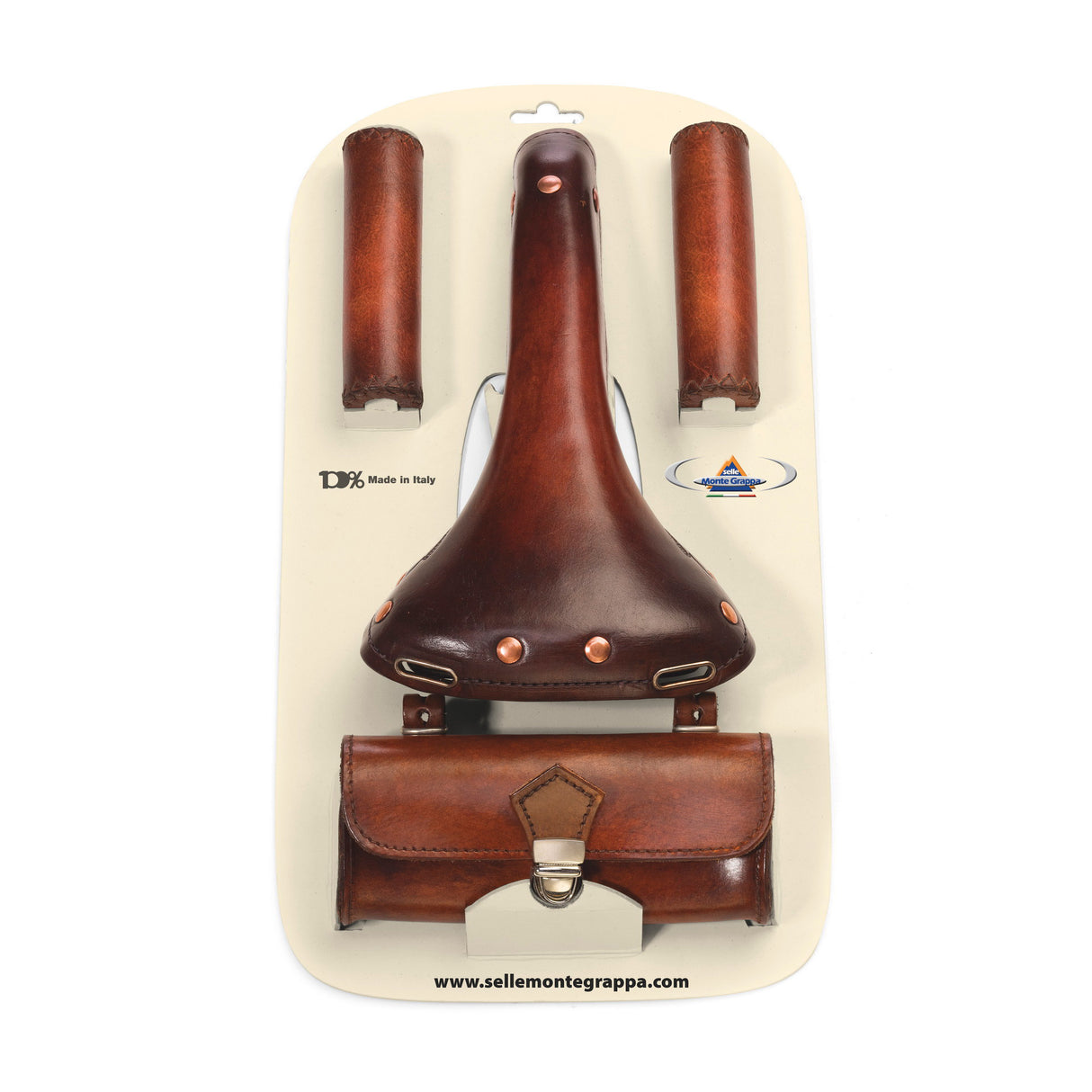 Monte Grappa Charleston Sporting 3-piece leather dark brown set