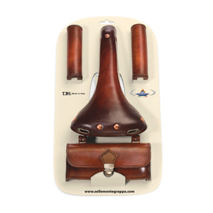Monte Grappa Charleston Sporting 3-piece leather dark brown set