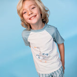 Resort stripe | groen uv zwemshirt met korte mouwen