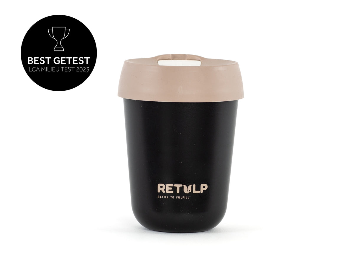 Retulp koffiebeker - zwart - bakery brown - 275ml