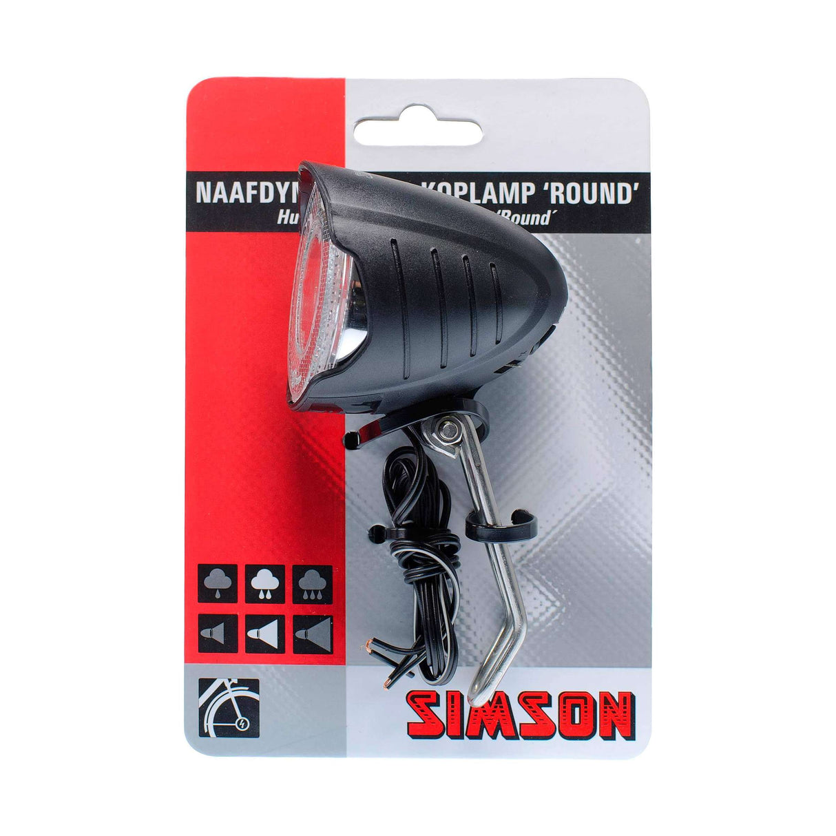 Headlight round hub dynamo 7 lux LED black