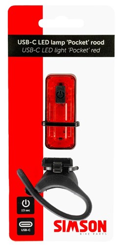 Simson USB-C LED-lampa 'ficka' röd