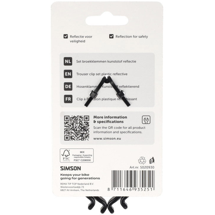 Simson Trouser Clips Plastic with Reflection