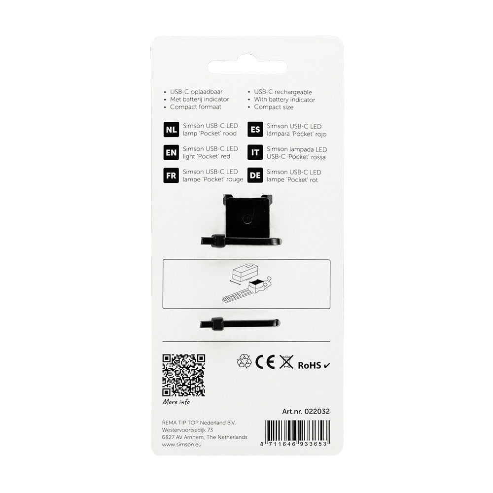 Simson USB-C LED-Lampe 'Pocket' rot