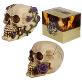 Skull bones with purple roses home accessory