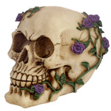 Skull bones with purple roses home accessory