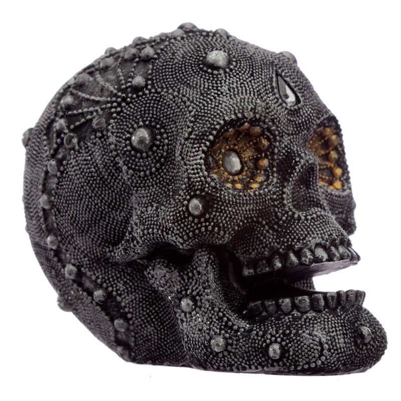 Silver -colored beaded skull medium home accessory
