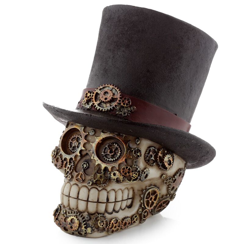 Skulla w stylu parowym z akcesorium domowym Top Hat