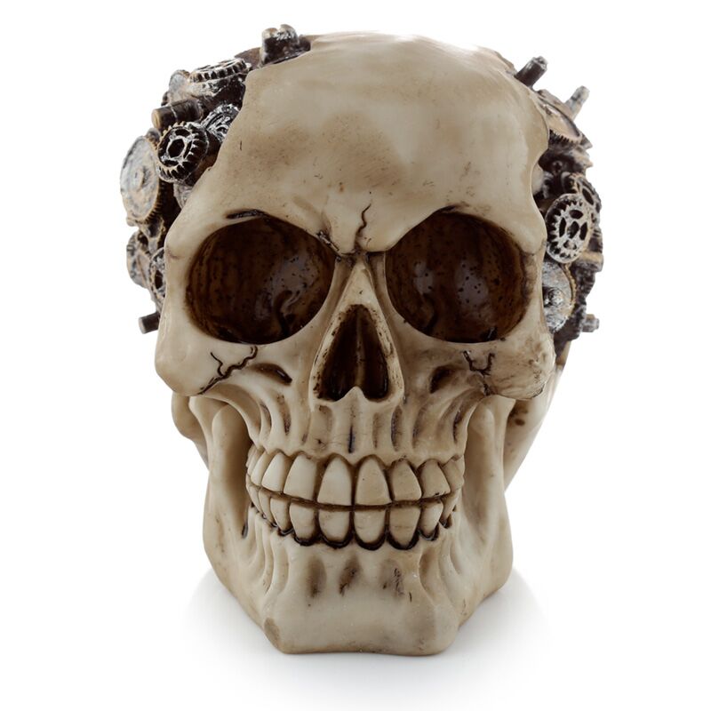 Steam punk style skull with gears home accessory